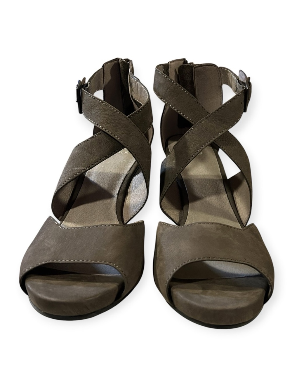 Eileen Fisher Carole Wedge Sandals - Graphite Nubuck (Size 9.5) NWOT